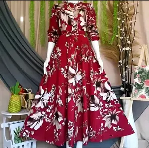 TERLARIS!! Gamis monalisa motif bunga kaerina maxxi bussui frendly pollycoton premium Gamis wanita muslimah