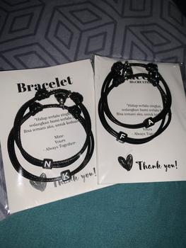 Product Review of Gelang couple Magnet Love Inisial Dadu Hitam Tali Korea 2mm Manik Putih gelang inisial aesthetic from ** 0