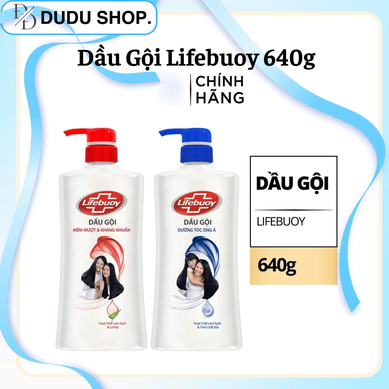 Dầu gội Lifebuoy Mềm Mượt & Kháng Khuẩn/Óng Ả 640g - Dưỡng tóc.