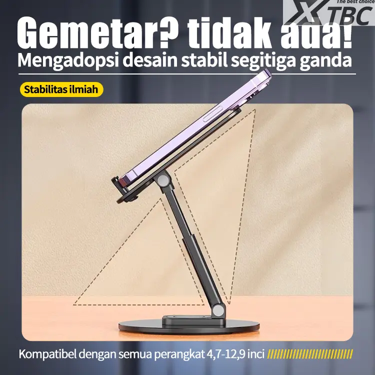 XTBC Dudukan Ponsel Berputar 360° Dudukan Ponsel Tablet Ipad Multifungsi, Dudukan Universal Lipat Portabel, Dudukan Penyangga Aksesoris Handphone Holder Meja Smartphone Telepon Hape 8