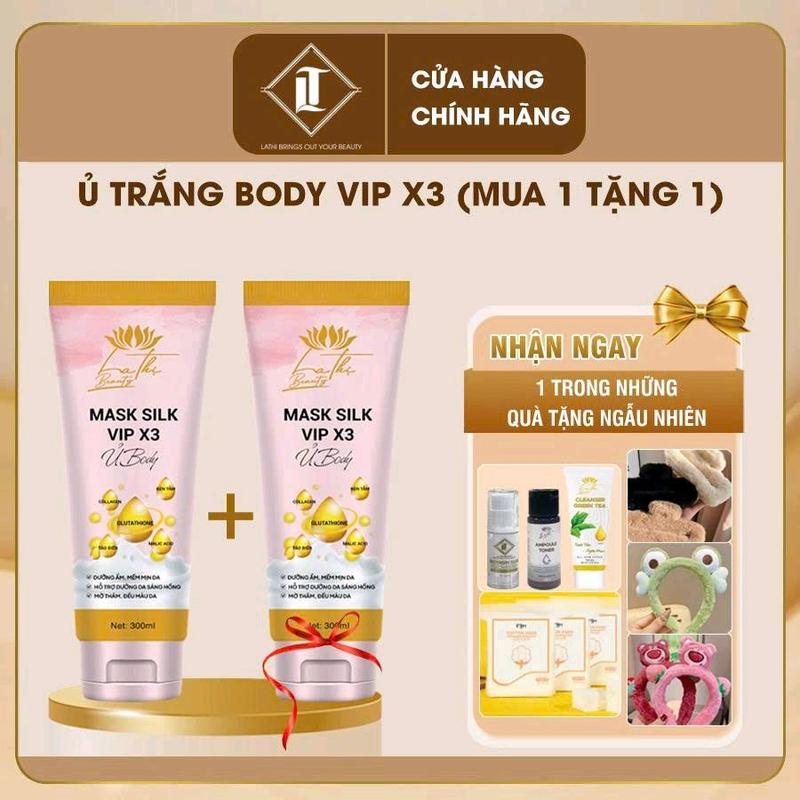 LT8 _ Mua 1 Tặng 1 Ủ TRẮNG BODY MASK SILK VIP X3 - Hỗ trợ dưỡng sáng Hồng mờ thâm đều màu da dưỡng ẩm làm mềm mịn.tẩy tế bào chết da 300ml
