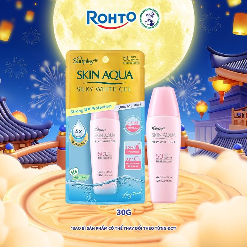 Gel chống nắng dưỡng da sáng mượt Sunplay Skin Aqua Silky White Gel SPF 50+ PA+++ 30g - Eco Vietnam