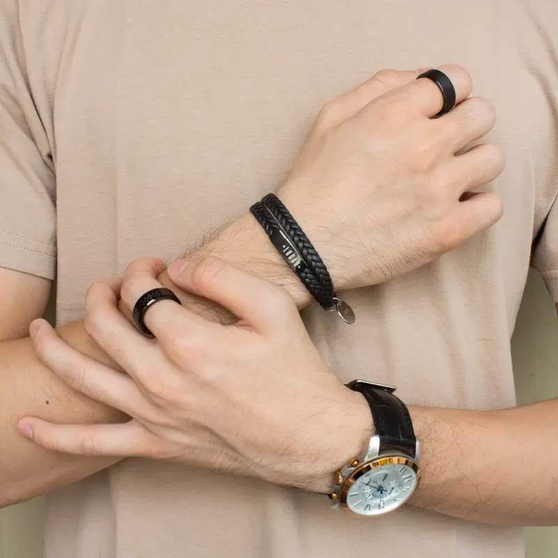 LUCAN - Mineral Series Gelang Kulit Premium Gelang Pria Anti Alergi Kulit Asli Gelang Cowok Pria keren 4