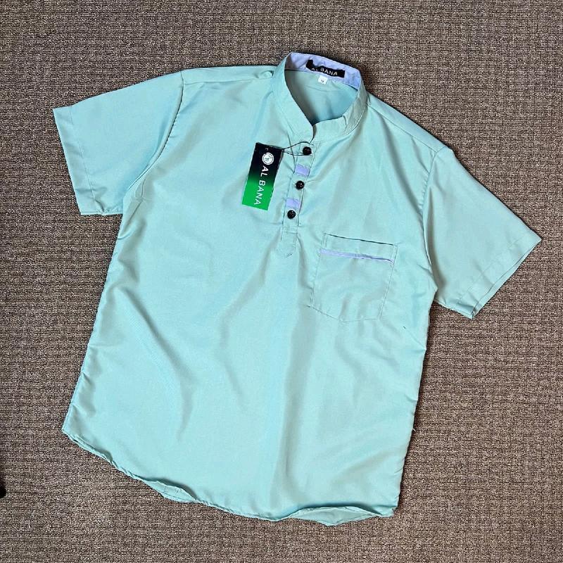 Koko anak laki laki lengan pendek motif dada polos usia 8-15 tahun koko kurta terlaris kekinian Muslim Baju Katun 1