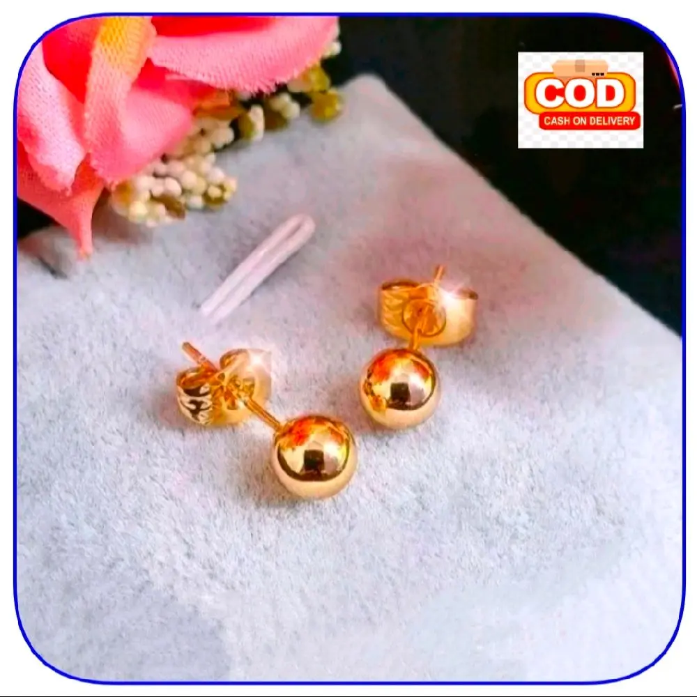 Anting Lada Giwang Tusuk Pentol Titanium Wanita Anti Karat Earrings Perhiasan Lapis Emas 24k Terbaru