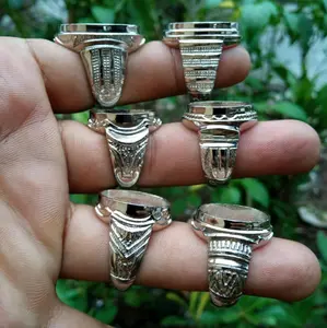 (HARGA PERKODI) Ring Emban Alpaka Super Kwanjin Model T Batu Akik Cincin