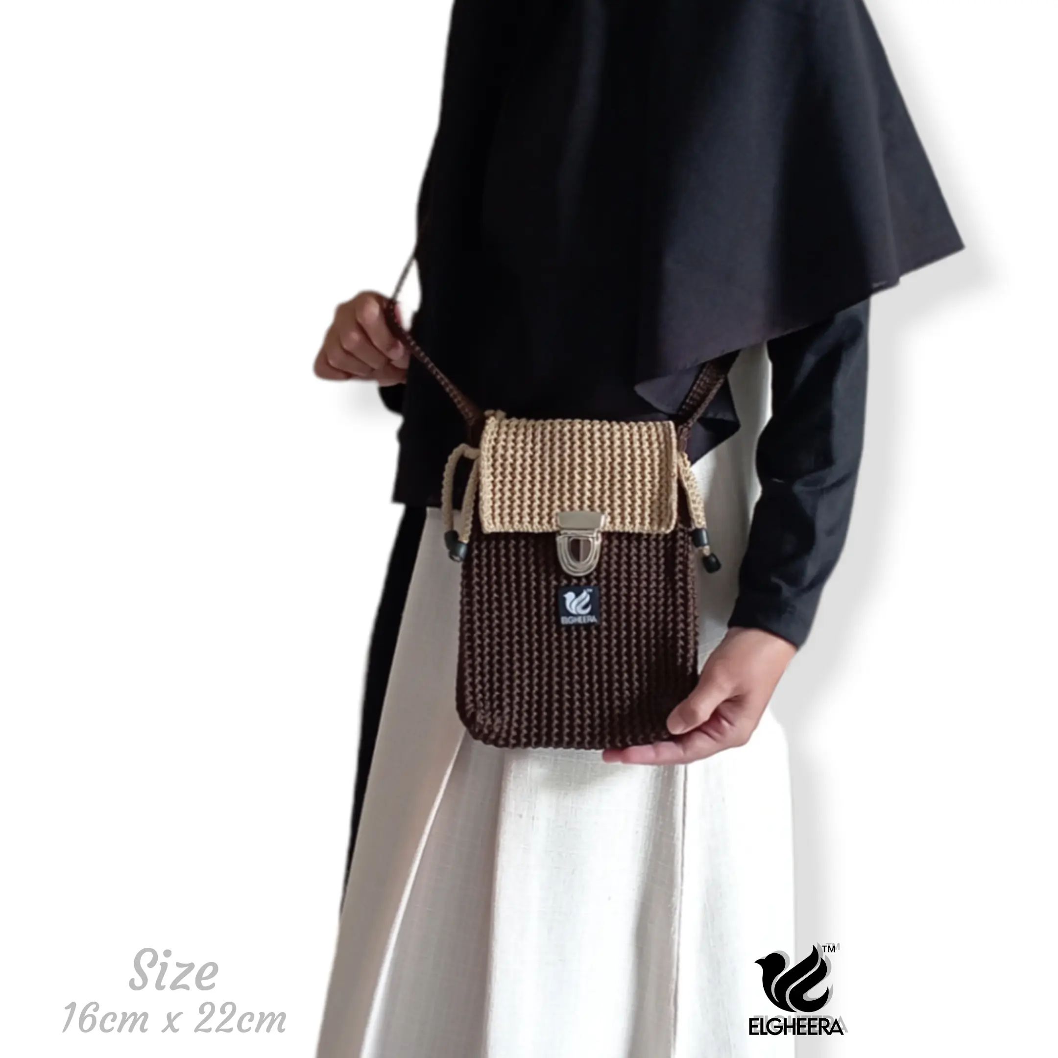 Tas selempang Rajut New Model 16cm x 22 cm by elgheera Serut Wanita