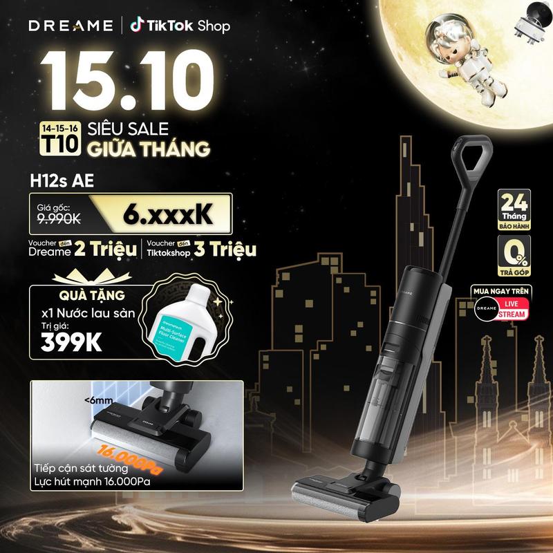 [TẶNG 1 chai NLS 1L]Máy Lau Sàn Máy Hút Bụi Tự Làm Sạch Dreame H12S AE - Thông Minh Không Dây Cầm Tay - Hàng chính hãng - Phiên bản quốc tế