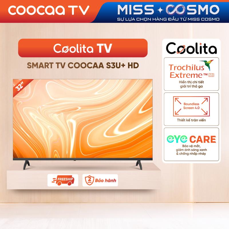 coocaa Smart Tivi 43S3U+ 43 Inch-Độ Phân Giải FullHD-Truyền Hình Nét Cực Cao-Bảo Hành 2 Năm-Kết Nối Wifi-DVB T2 Xem Truyền Hình KTS-Âm Thanh Dolby - Bảo Vệ Mắt - Xem Phim - Xem Bóng Đá - trình duyệt web tv coocaa
