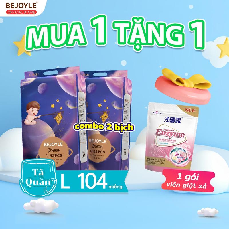 Bejoyle Tã Bỉm dán Quần cao cấp nhập khẩu 120 miếng Size S đến XXXXL, dính sát cơ thể không chà da không rò rỉ, dày chỉ 2mm thấm khí cao, hút ẩm nhanh giữ khô lâu, co giãn tốt tiện lợi sử dụng, chất lượng cao chuẩn nhập khẩu