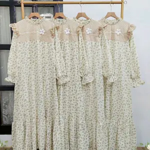 Gamis Lebaran Alena Maxi dress katun poplin bordir