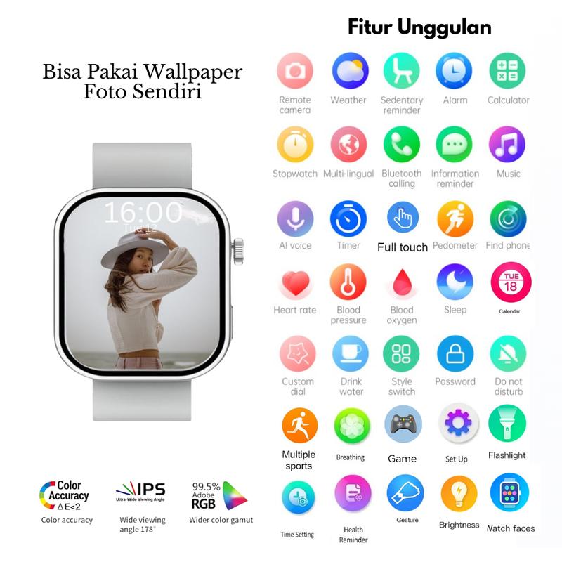 Product Introduction of (Free 1 Tali) JAM TANGAN PINTAR SMARTWATCH I8 PRO MAX L SERIES 8 ORIGINAL ANTI AIR ADA 10 GAME, KALKULATOR, OLAHRAGA & KESEHATAN 19