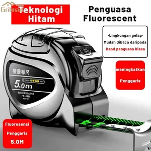 [COD]5M Penggaris neon berteknologi hitam meteran anti karat dengan pita pengukur impor menebal penggaris Meteran Tukang