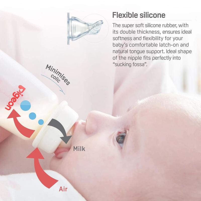 Pigeon Flexible Slim Neck Nursing Bottle Glass 240ml 3