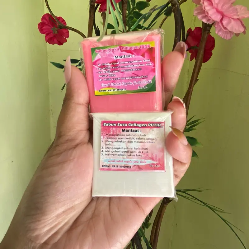 17 pcs sabun susu collagen pink dan putih mencerahkan 7