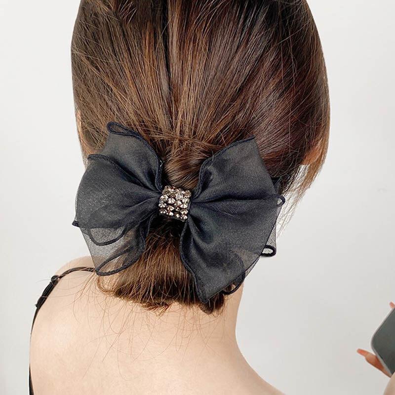 Product Introduction of Retro  Gauze Bow knot Hair Rope Elastic Rubber Band Elegant Ponytail Holder Scrunchies Accessories 4