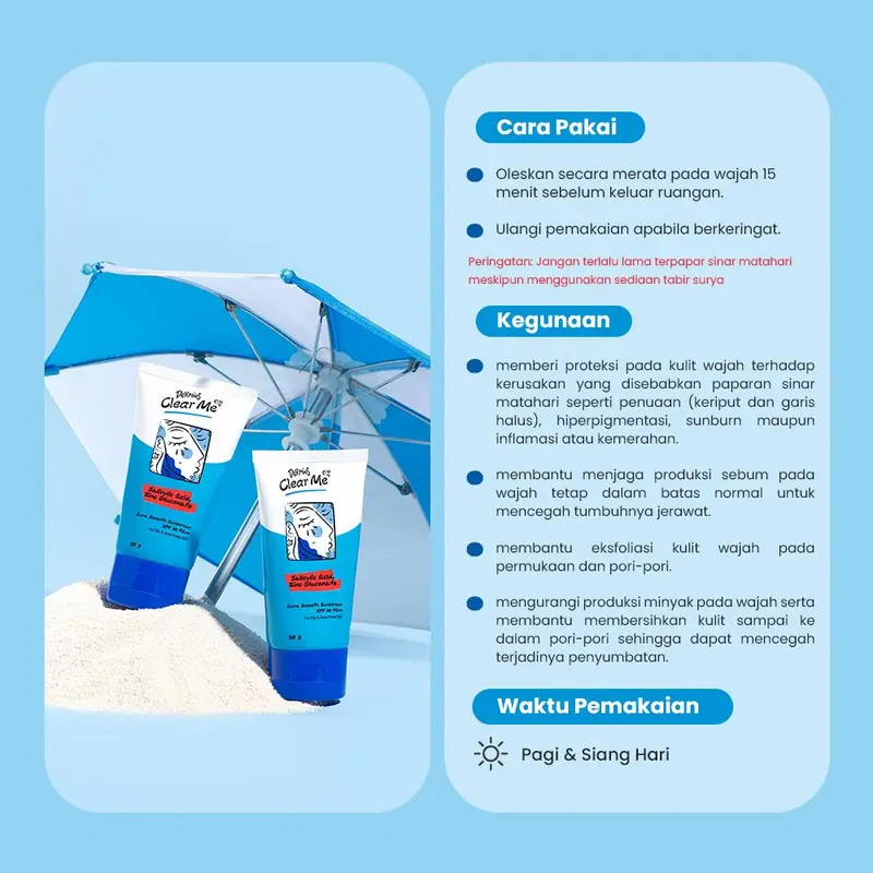DERMIES Clear Me Acne Smooth Sunscreen SPF 30 PA++ 30g - Sunscreen Wajah Berjerawat 7