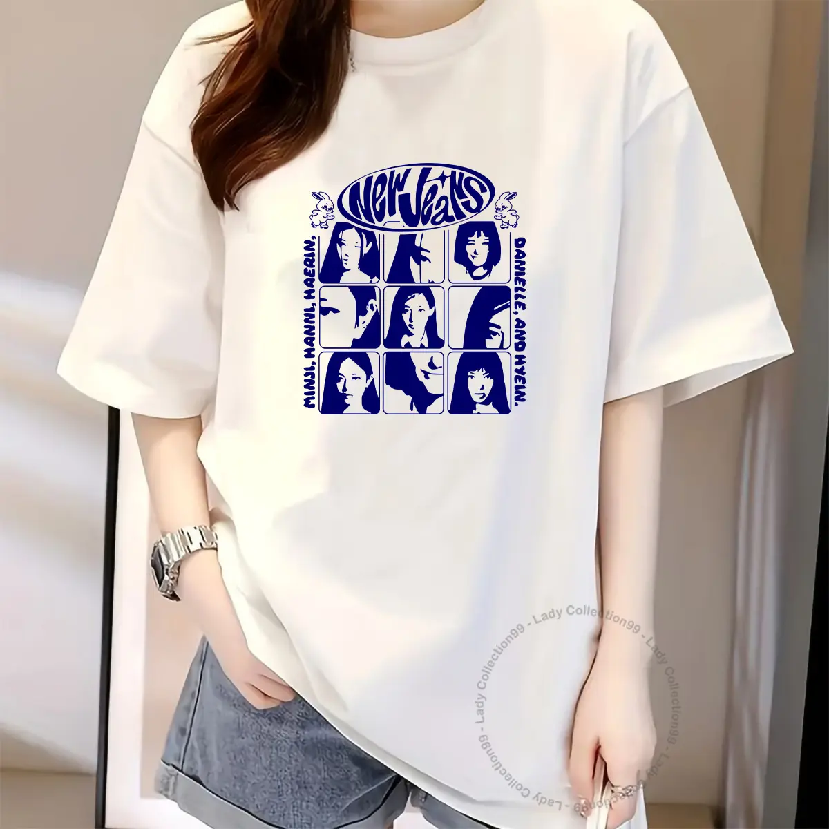 Kaos Oblong Unisex Korea Wanita Terbaru Motif Gambar DTF Print - Warna Putih Baju Combed Nyaman Santai Soft Variasi Atasan Pendek Oversize T-Shirt