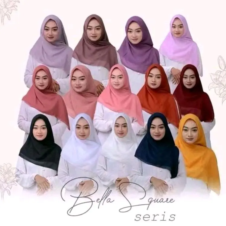 [Ecer] Hijab Bella Square Plain | Pollycotton polos bella square - lembuf halus murah nyaman, produk SEO Cantik Segi Empat Kerudung Muslim Polycotton jilbab petak Lembut Casual