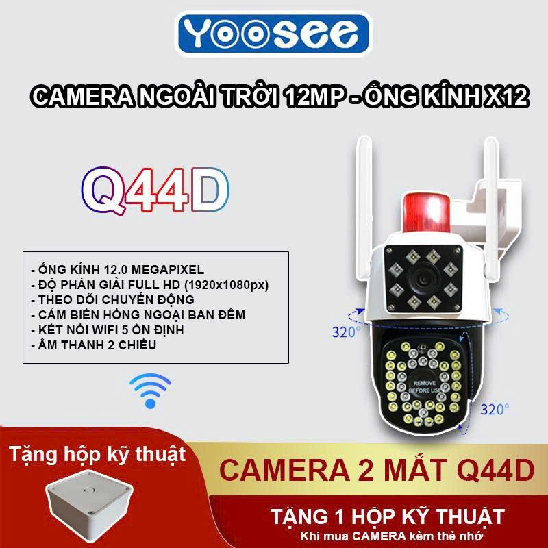 Camera Yoosee Q44D 12.0MPX Xoay 360 độ - 46 đèn Led - Ban đêm có màu - Đàm thoại 2 chiều - Cảnh báo chống trộm - Theo dõi chuyển động