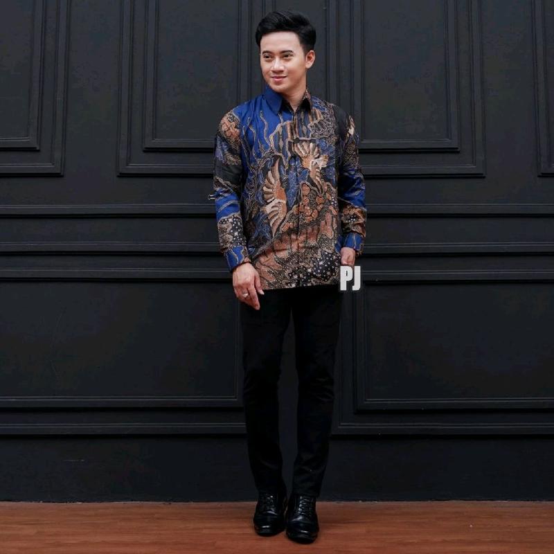 couple batik pasangan_baju batik kondangan_gamis lebaran_atasan batik pria_seragam batik lebaran Muslim Wanita Sarimbit Keluarga Setelan Katun Dress Panjang Remaja Motif 1