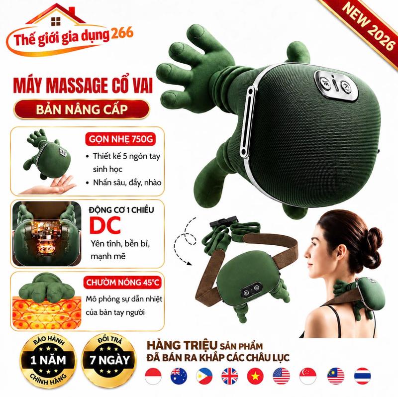 [XẢ KHO]- Bảo Hành 12 Tháng  Máy Massage cố vai gáy mô phỏng hình bàn tay nhiệt hồng ngoại 45C giảm đau mỏi hiệu quả