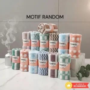 KUP -  1 PCS  HANDUK MICROFIBER MURAH / HANDUK MANDI DEWASA MOTIF RANDOM UK 70 X 140 CM