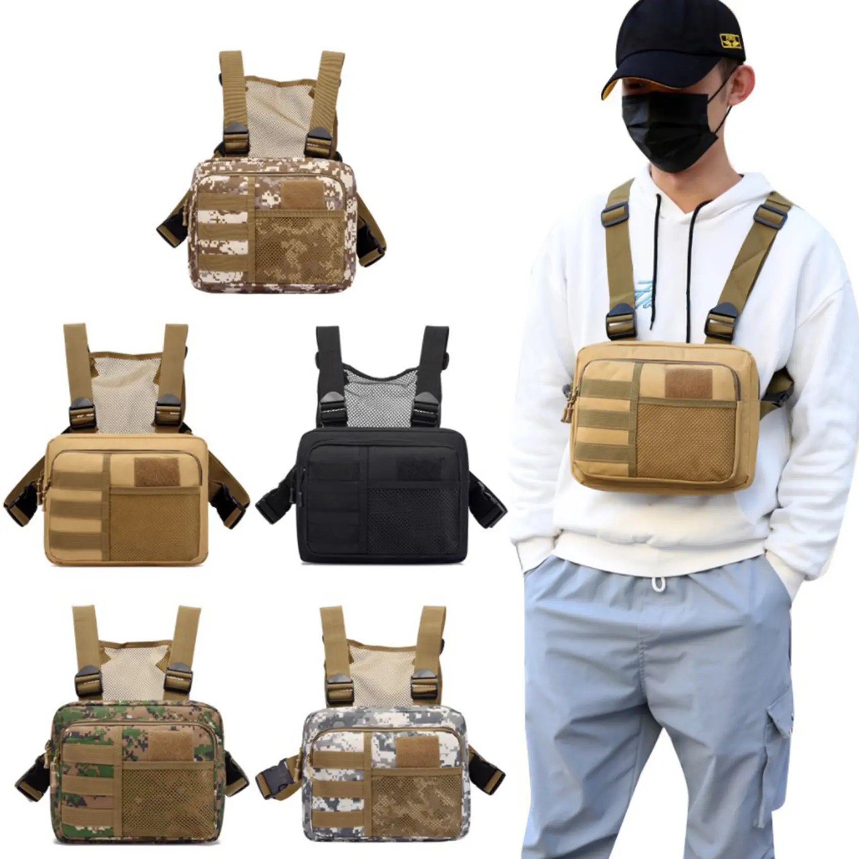 Outdoor Tactics Chest Bag Running Sports Vest Bag Camouflage Backpack Leisure Vest Bag Chest bag