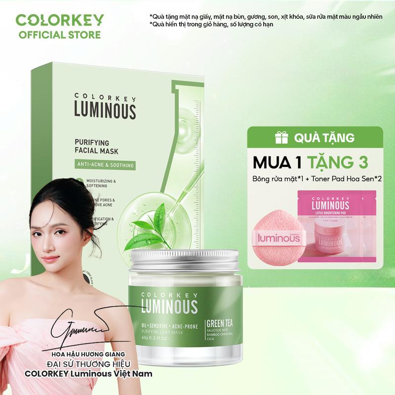 MỚI COMBO 1 Mặt Nạ Giấy + 1 Mặt Nạ Bùn PHIÊN BẢN TRÀ XANH COLORKEY LUMINOUS