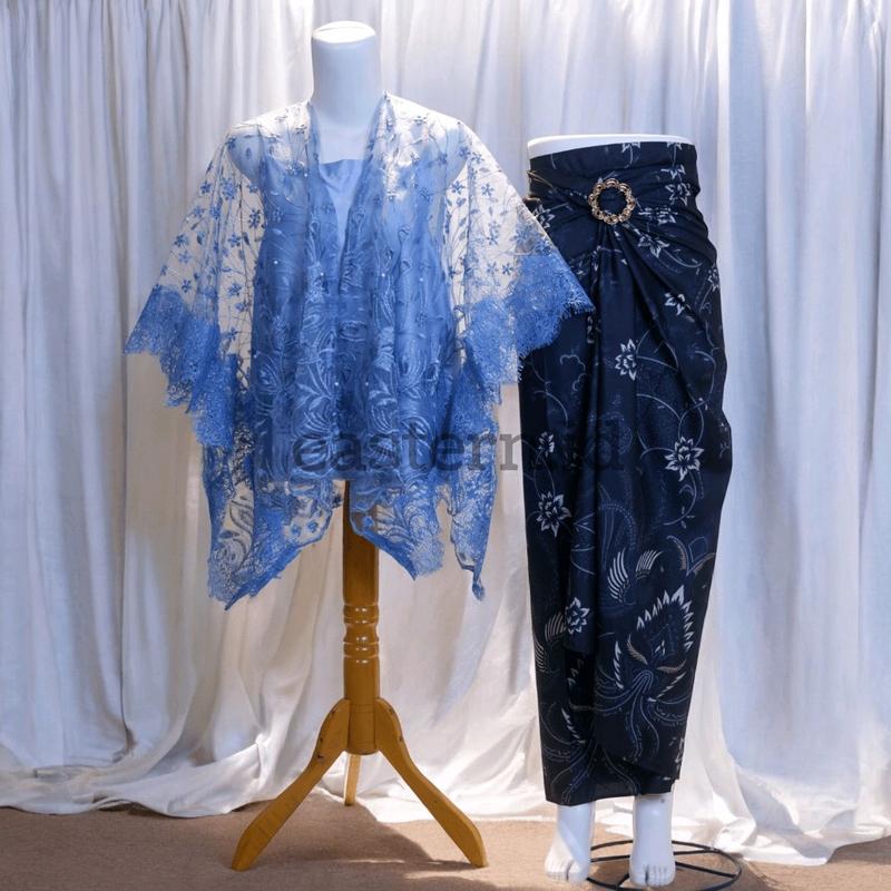 Bisa COD (Paket 5in1) SatuSet Kebaya Modern Renda Tali Jelita  Kondangan Wisuda Lamaran with Rok Lilit Batik dan Outer Cardigan tile premium kece kelulusan Dress Kain Katun Panjang Abu Hitam Maroon Mocca 1