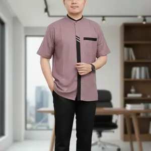 Baju Koko Pria Dewasa Kemeja Muslim Kemko Lengan Pendek katun Toyobo ORI
