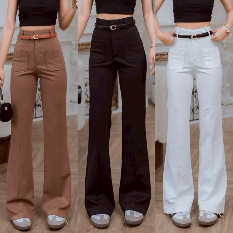 Kyler pants (รุ่นไคเลอร์) กางเกงขาม้าเอวสูงแต่งกระเป๋าหน้า ยาว 42-43นิ้ว