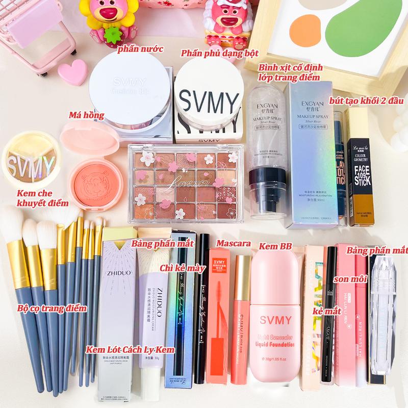 Bộ Trang Điểm, 15 Món, Bao Gồm Kem Lót, Kem BB, Kem Nền Đệm, Phấn Phủ, Kem Che Khuyết Điểm, Bút Bắt Sáng, Bảng Phấn Mắt, Bảng Phấn Mắt, Chì Kẻ Mày, Son Môi Và Bút Kẻ Mắt.