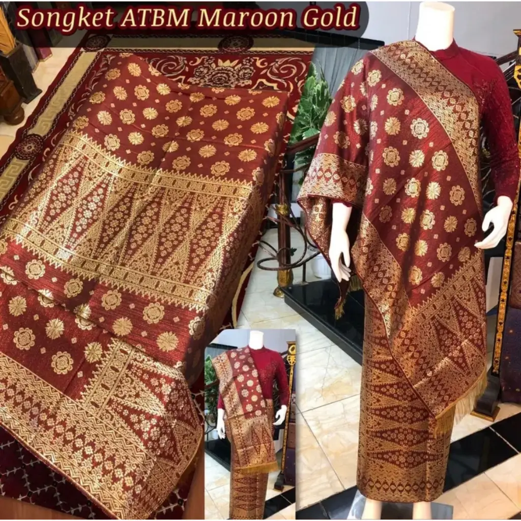 Songket ATBM || Songket Tenun Mesin Palembang Cantik dan Manis || rok songket ATBM set selendang