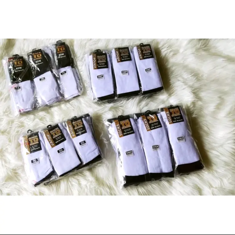 ( GROSIR 12 PASANG) KAOS KAKI SEKOLAH - KAOS KAKI ANAK SD SMP SMA HITAM PUTIH MURAH 0