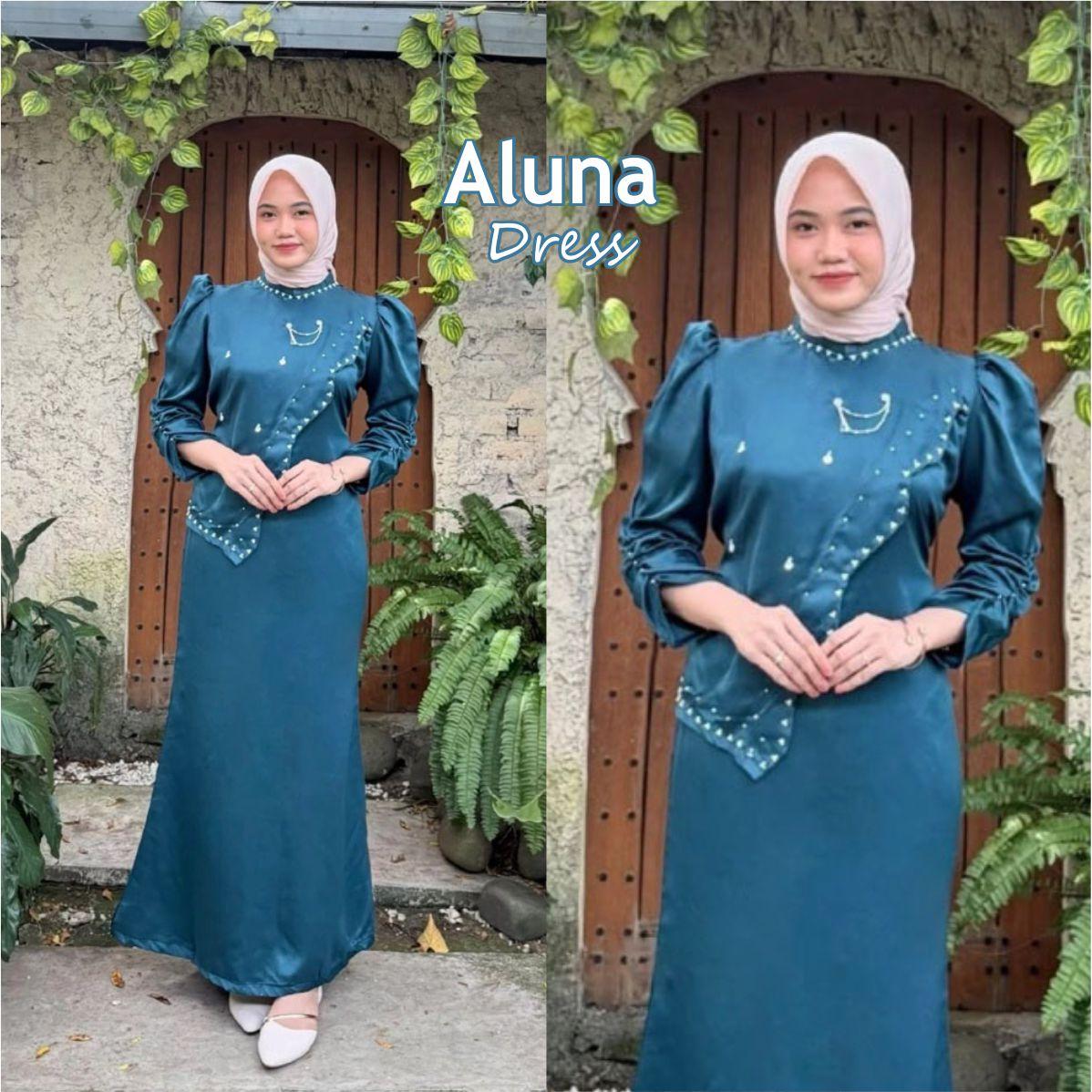 Aluna Dress Premium Satin Silk Full Payet Gaun Muslim Elegan Mewah untuk Lebaran Pesta Kondangan Aluna Dress Premium Satin Silk Full Payet Gaun Muslim Elegan Mewah untuk Lebaran Pesta Kondangan