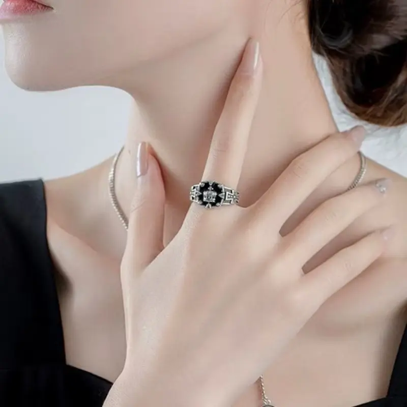 ￼Cincin Pria Mahkota Raja Gaya Retro HipHop Punk Model Terbuka 4