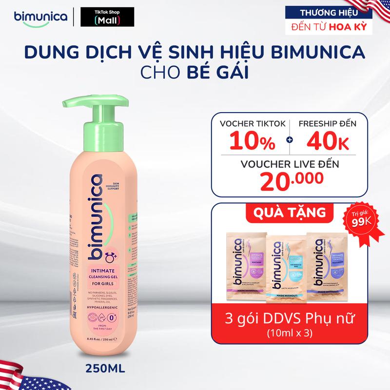Thương hiệu Mỹ Dung Dịch Vệ Sinh Cho Bé Gái Cao Cấp Bimunica Cho Bé Từ Sơ Sinh | Mẫu Mới Dung Tích 250ml - Gel Vệ Sinh Vùng Kín Cho Bé Gái Date 2027