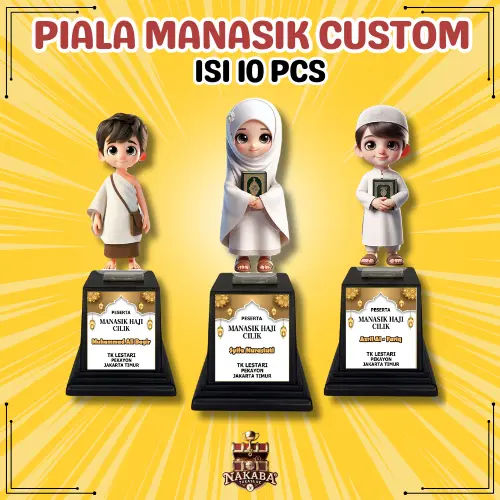 Isi 10 Pcs Piala Akrilik Manasik Haji Sticker Custom Paud Tk Sd Smp Sma
