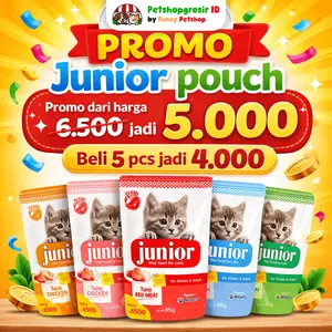 Junior Pouch Wet Food Kucing 85g – Promo Bundling Beli 5 Lebih Murah | Makanan Basah Kucing