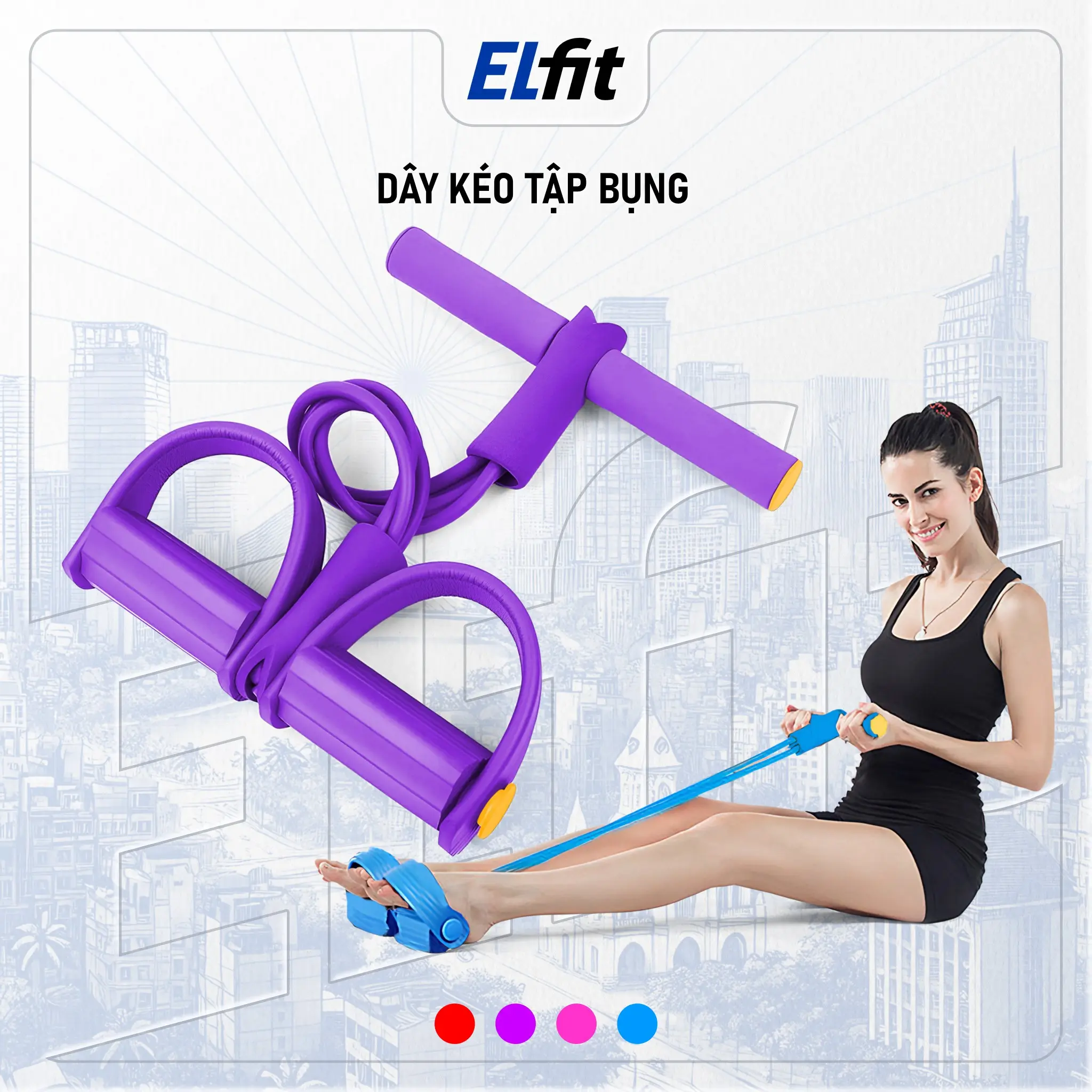 Dây Tập Bụng, Dây Kháng Lực Dây Kéo Đàn Hồi Kháng Lực 4 Ống, 6 Ống Cao Su Tập Bụng Tại Nhà - KeoBung