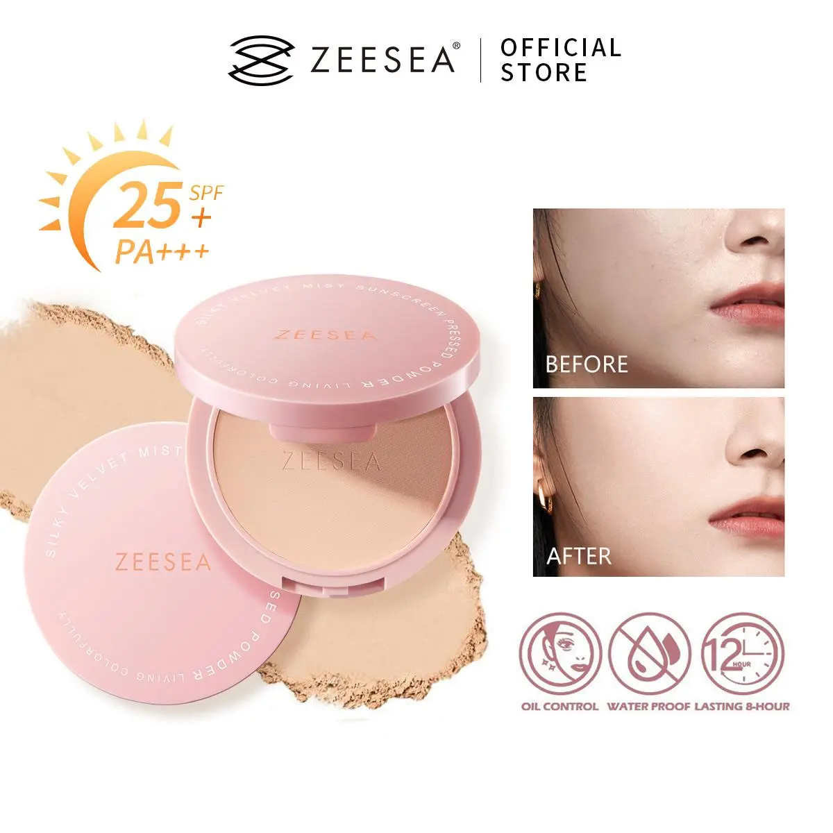 (COD)Phấn phủ trang điểm ZEESEA Phấn Chống Nắng SPF 25 PA++++ Phấn Phủ Kiểm Soát Dầu Chống Thấm Nước Trang Điểm Lâu Trôi Cosmetic Mỹ Phẩm Nữ Women