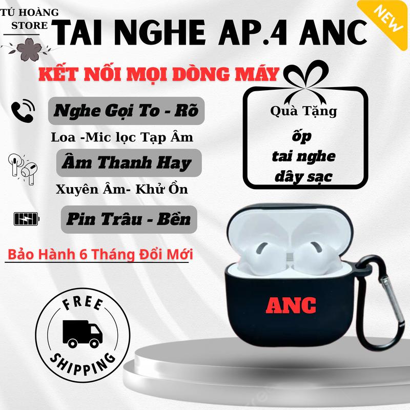 Tai Nghe Blutooth AP4 ANC Chống Ồn-Xuyên Âm Chủ Động 40db. Pin 8H  Âm Thanh Êm Ái Rõ Nét Đầy Đủ Tính Năng .Kết Nối Tự Động. Chơi Game .Nghe Gọi.Bảo Hành 6 Tháng Đổi Mới .  tai nghe trong & tai nghe Nhét Tai Bluetoot