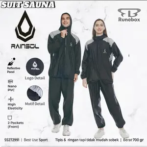 Rainsol Setelan Jaket Sauna Suit Running v1 | Baju Sauna Olahraga Unisex Bahan Nano PVC Premium Waterproof