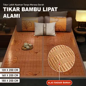 X13A1 Tikar bambu Lipat alami Polos Tikar Bambu Premium Anti Slip Tikar Bambu Lipat alami 3 Ukuran 180x200cm 160x200cm 120x200cm