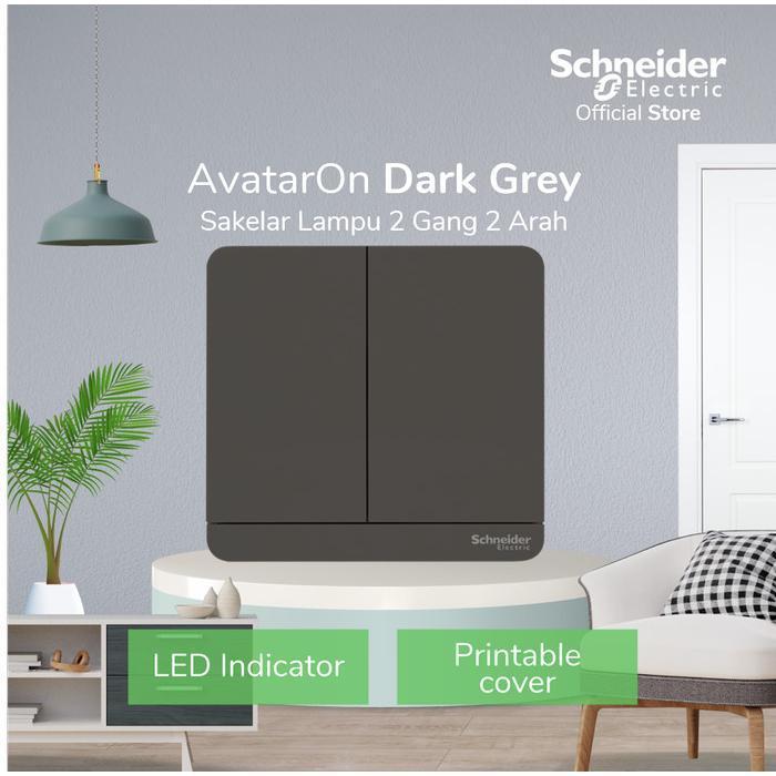 Gambar Schneider Electric AvatarOn Saklar Lampu Dark Grey - 2 Gang 2 Arah - Warna dari Schneider Electric Indonesia Kab. Bekasi Tokopedia