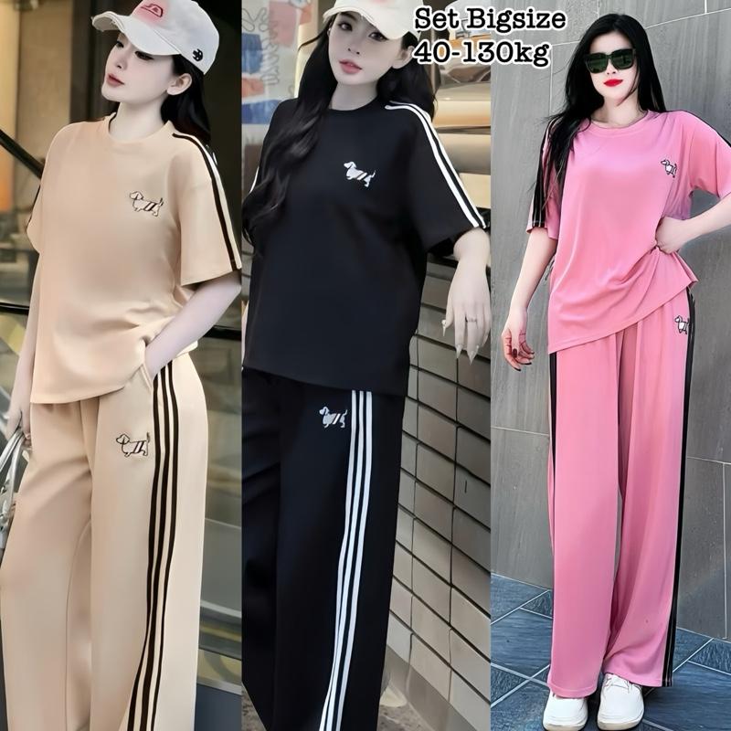 Bigsize 40-130KG Set Bộ Dài Thun Tăm Bigsize Form Rộng Thêu Họa Tiết Che Giấu Bụng Hot Hit cổ tim Nữ Chuppy Cao Cấp Xinh Đẹp Sang Trọng Hack Dáng Dễ Thương Giá Rẻ 40-95kg Én Nhỏ Có Bigsize Nhung Đen Voi Kem - 2444