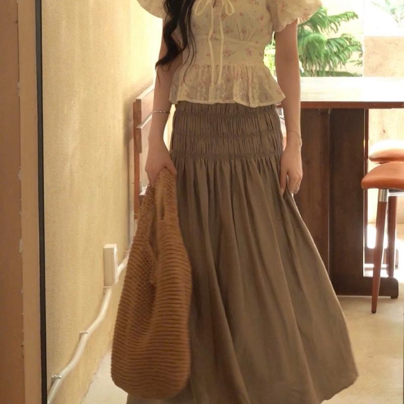 SMOR ROOM Chân váy dài dáng xoè eo chun RIKA