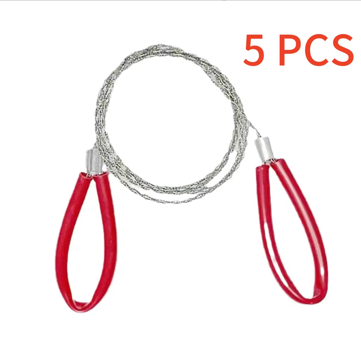 （5 pcs）Pipeline cutting line Outdoor survival stainless steel rope saw Portable decoration reciprocating saw Suitable for sawing wood and plastic pipe fittings red