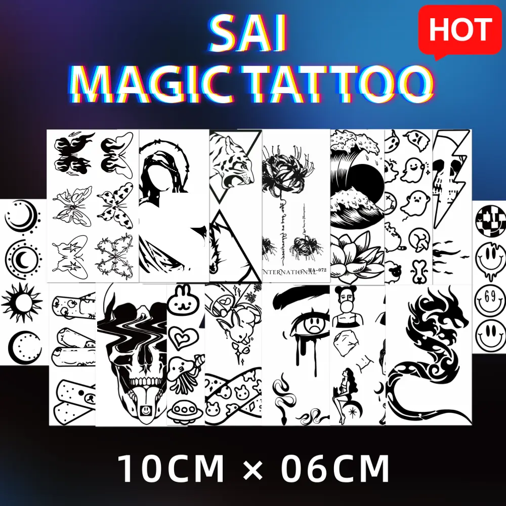 แทททู SAI MAGIC TATTOO 10CM×06CM รอยสักอยู่ได้นาน 2 สัปดาห์